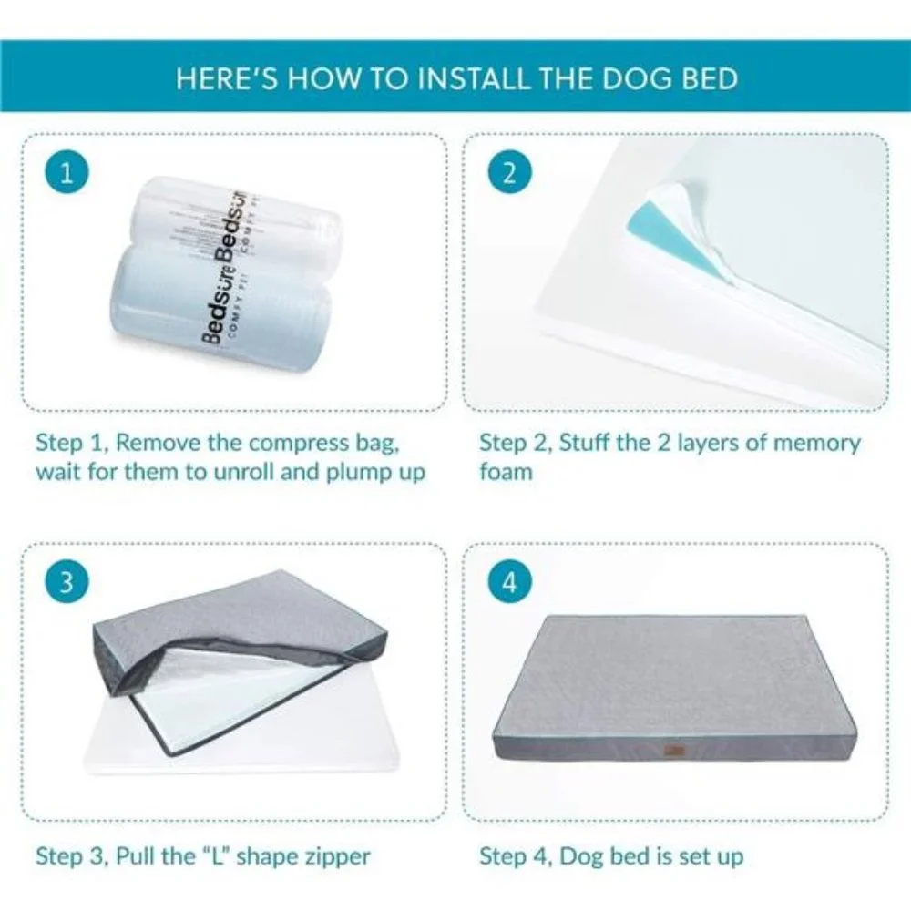 Orthopedic Dog Bed for Large Dogs - Memory Foam, 2-Layer Thick Pet Bed